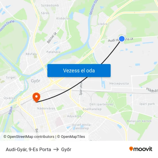 Audi-Gyár, 9-Es Porta to Győr map