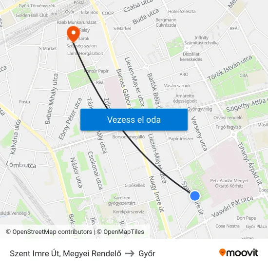 Szent Imre Út, Megyei Rendelő to Győr map
