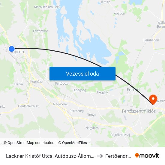Lackner Kristóf Utca, Autóbusz-Állomás to Fertőendréd map