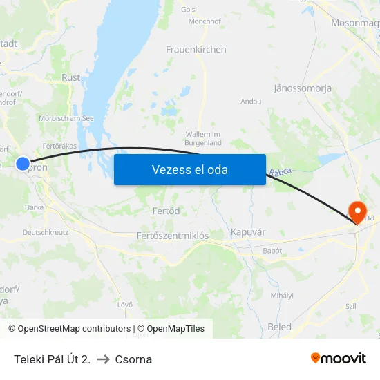 Teleki Pál Út 2. to Csorna map