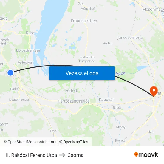 Ii. Rákóczi Ferenc Utca to Csorna map