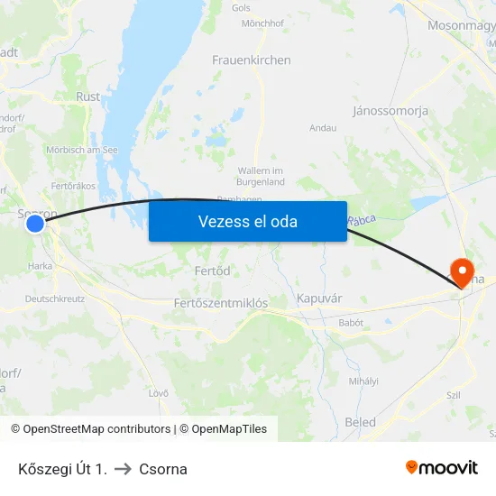 Kőszegi Út 1. to Csorna map