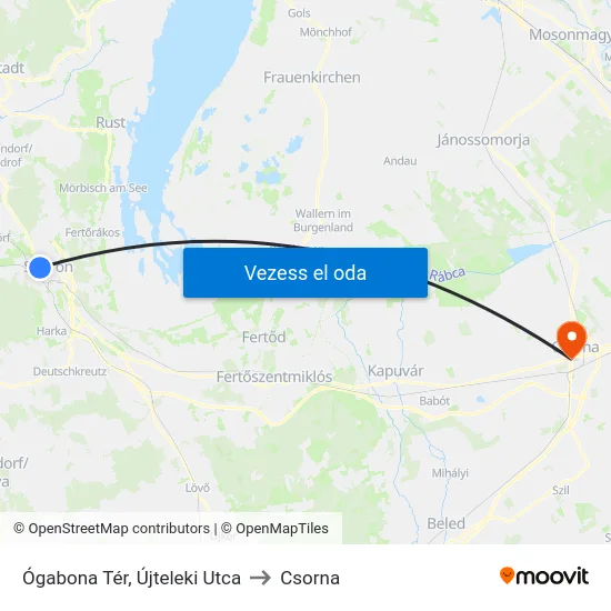 Ógabona Tér, Újteleki Utca to Csorna map