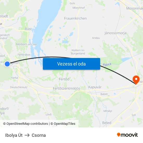 Ibolya Út to Csorna map