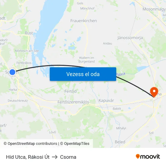 Híd Utca, Rákosi Út to Csorna map