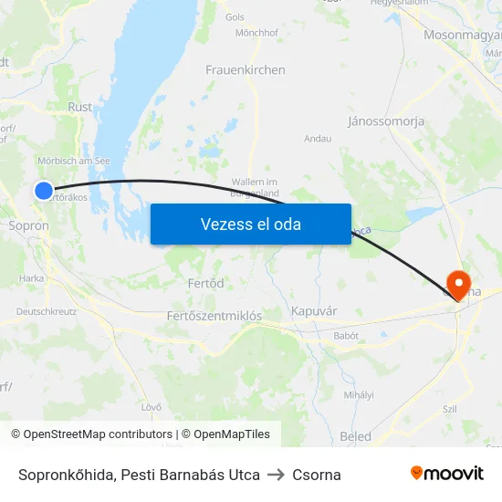 Sopronkőhida, Pesti Barnabás Utca to Csorna map