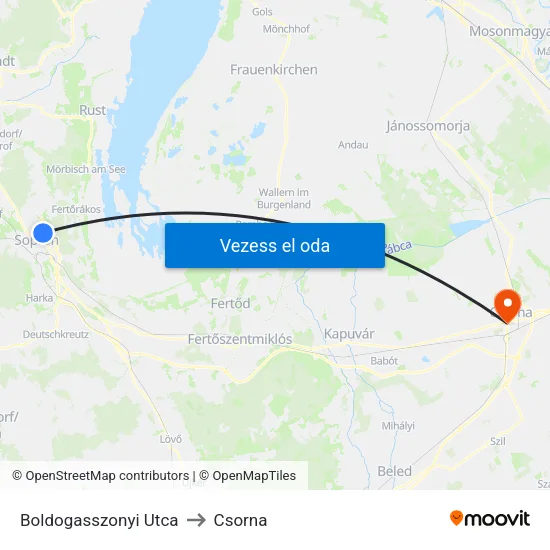 Boldogasszonyi Utca to Csorna map
