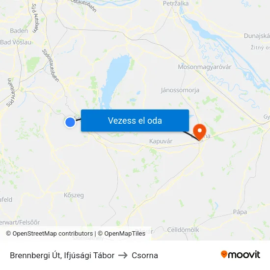 Brennbergi Út, Ifjúsági Tábor to Csorna map