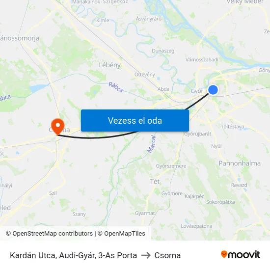 Kardán Utca, Audi-Gyár, 3-As Porta to Csorna map