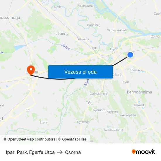 Ipari Park, Égerfa Utca to Csorna map