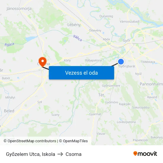 Győzelem Utca, Iskola to Csorna map