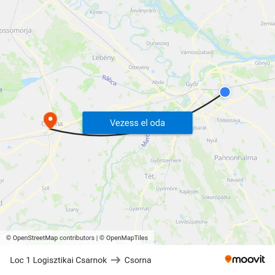 Loc 1 Logisztikai Csarnok to Csorna map