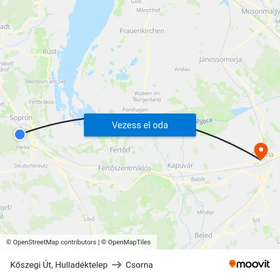 Kőszegi Út, Hulladéktelep to Csorna map