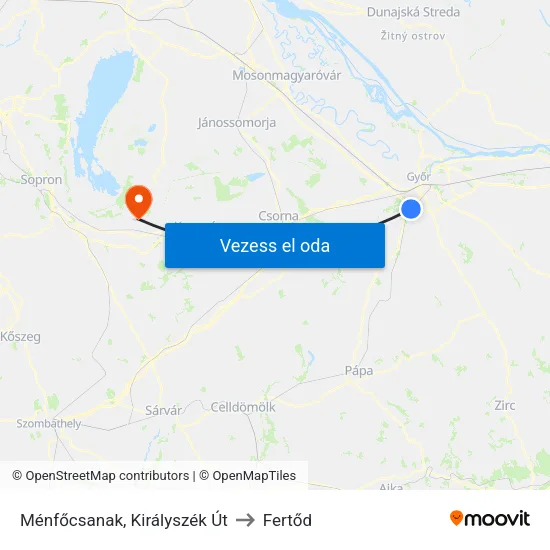 Ménfőcsanak, Királyszék Út to Fertőd map