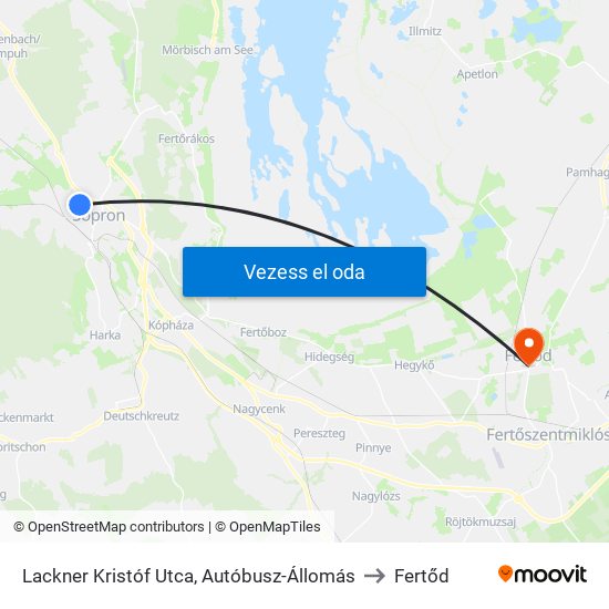 Lackner Kristóf Utca, Autóbusz-Állomás to Fertőd map