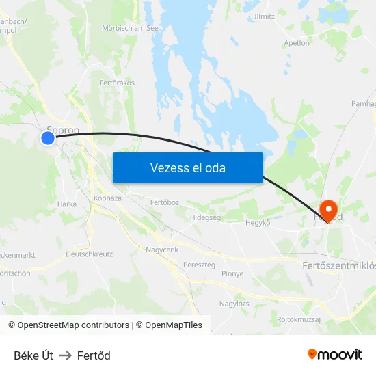 Béke Út to Fertőd map