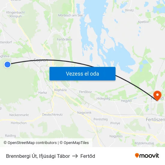 Brennbergi Út, Ifjúsági Tábor to Fertőd map