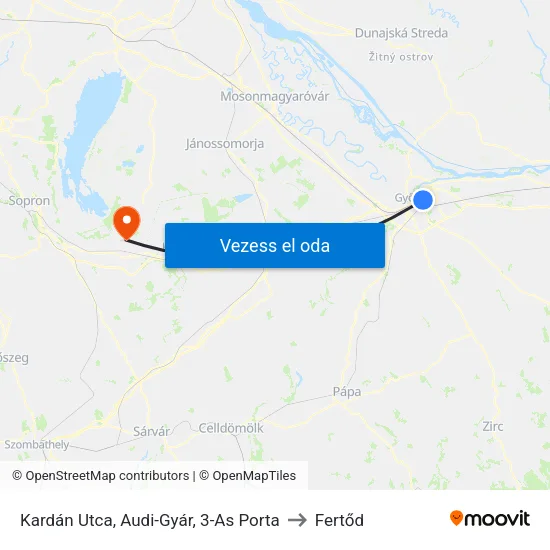 Kardán Utca, Audi-Gyár, 3-As Porta to Fertőd map