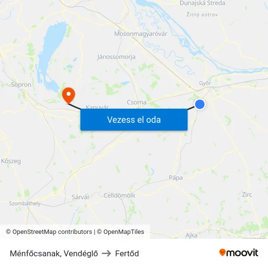 Ménfőcsanak, Vendéglő to Fertőd map