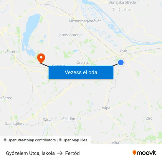 Győzelem Utca, Iskola to Fertőd map