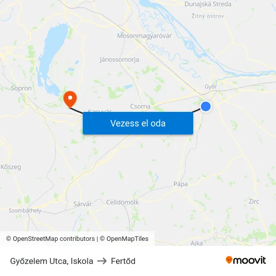 Győzelem Utca, Iskola to Fertőd map