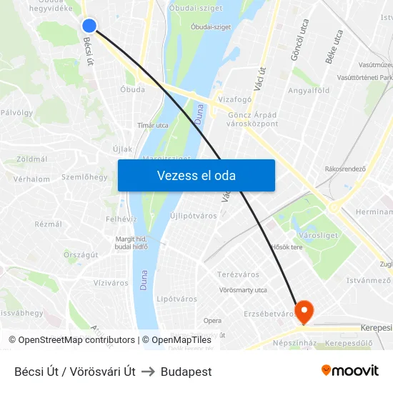 Bécsi Út / Vörösvári Út to Budapest map