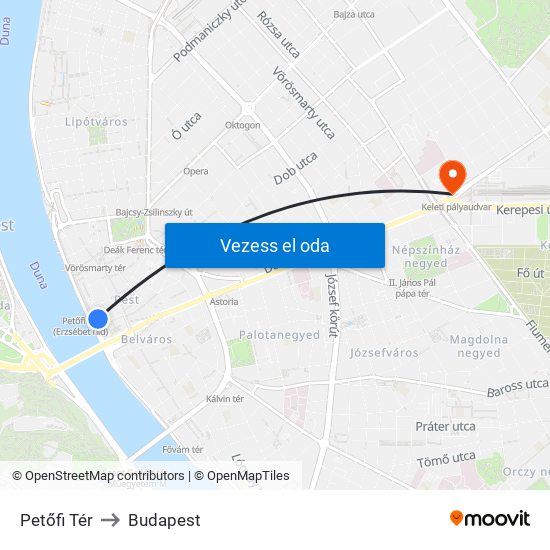 Petőfi Tér to Budapest map