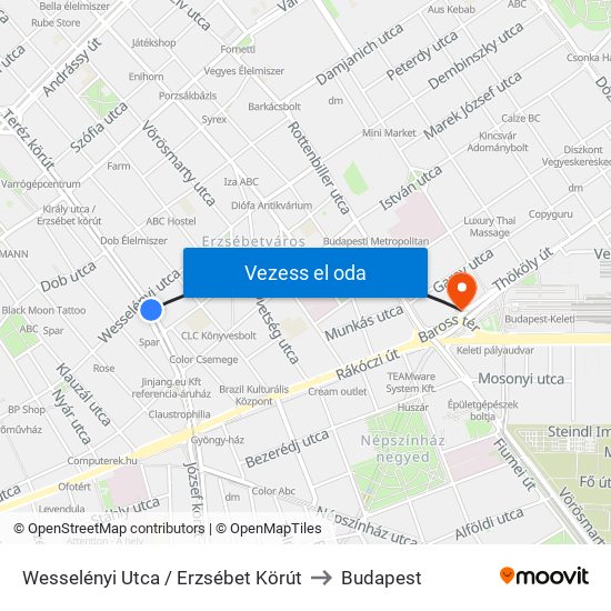 Wesselényi Utca / Erzsébet Körút to Budapest map