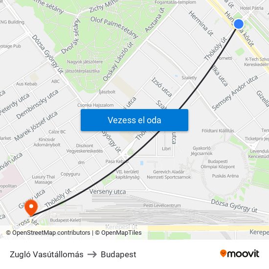 Zugló Vasútállomás to Budapest map