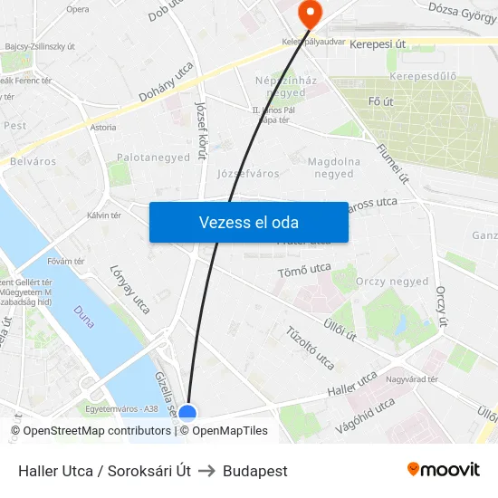 Haller Utca / Soroksári Út to Budapest map