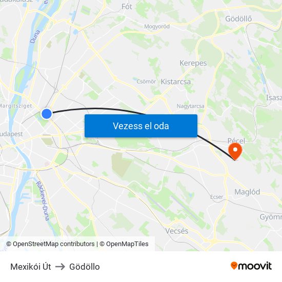 Mexikói Út to Gödöllo map