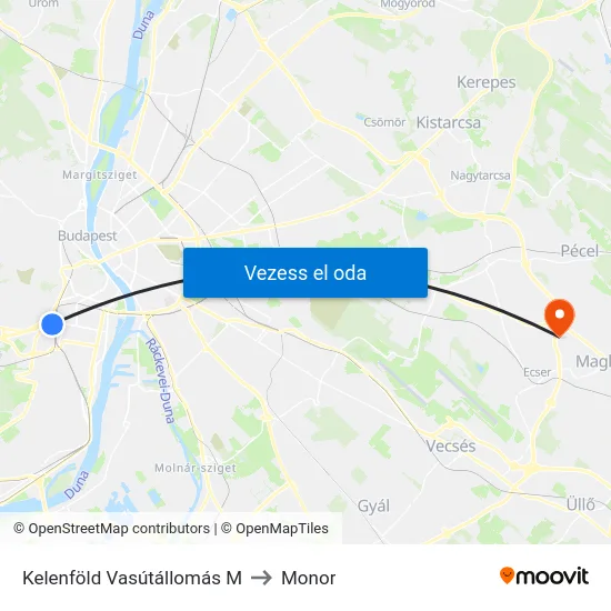 Kelenföld Vasútállomás M to Monor map