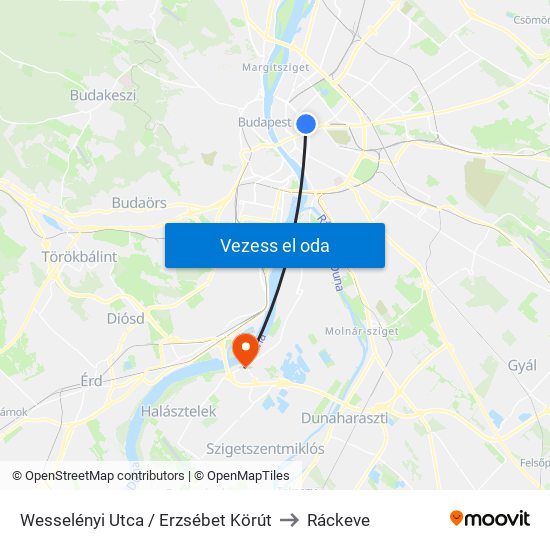 Wesselényi Utca / Erzsébet Körút to Ráckeve map