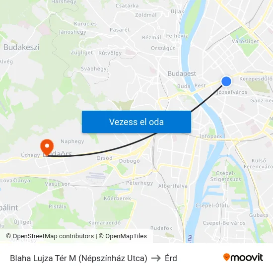 Blaha Lujza Tér M (Népszínház Utca) to Érd map