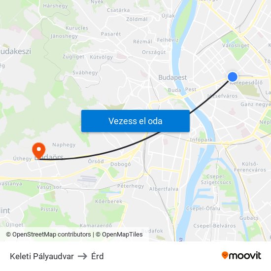 Keleti Pályaudvar to Érd map