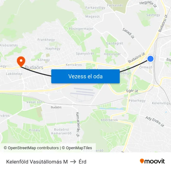 Kelenföld Vasútállomás M to Érd map