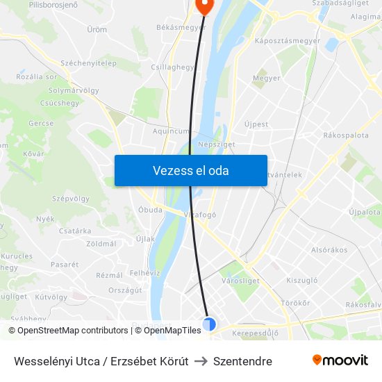 Wesselényi Utca / Erzsébet Körút to Szentendre map