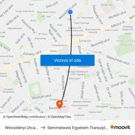 Wesselényi Utca / Erzsébet Körút to Semmelweis Egyetem Transzplantációs és Sebészeti Klinika map