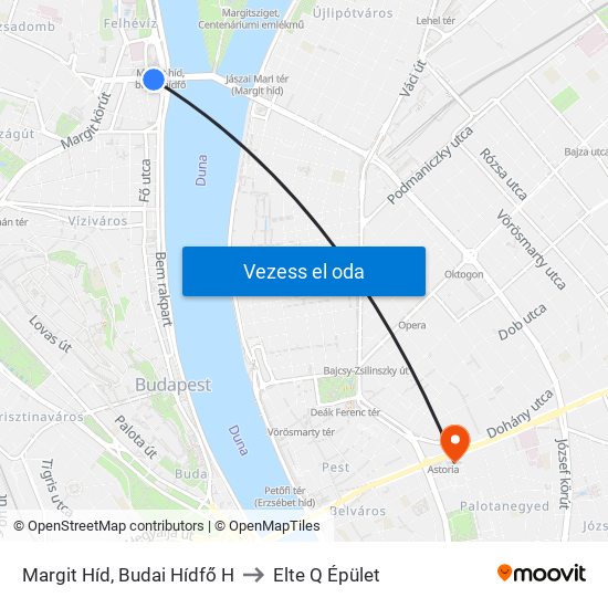 Margit Híd, Budai Hídfő H to Elte Q Épület map