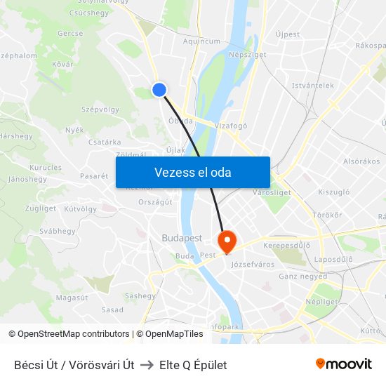 Bécsi Út / Vörösvári Út to Elte Q Épület map