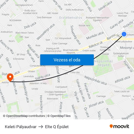 Keleti Pályaudvar to Elte Q Épület map