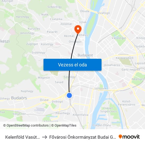 Kelenföld Vasútállomás to Fővárosi Önkormányzat Budai Gyermekkórház map