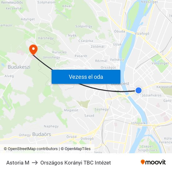 Astoria M to Országos Korányi TBC Intézet map