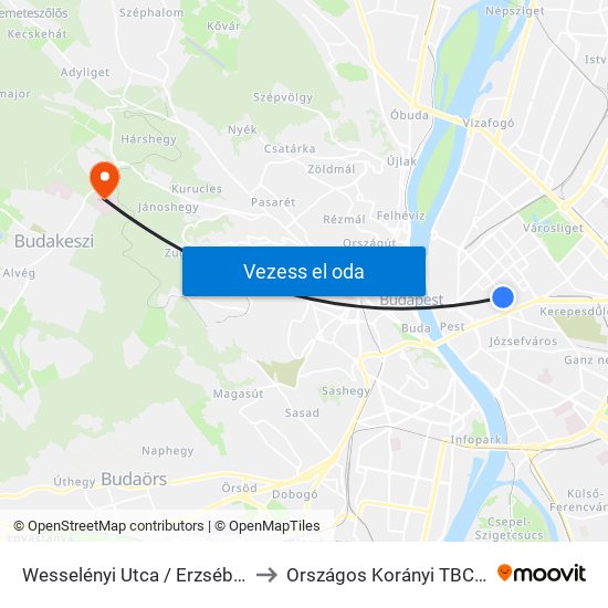 Wesselényi Utca / Erzsébet Körút to Országos Korányi TBC Intézet map