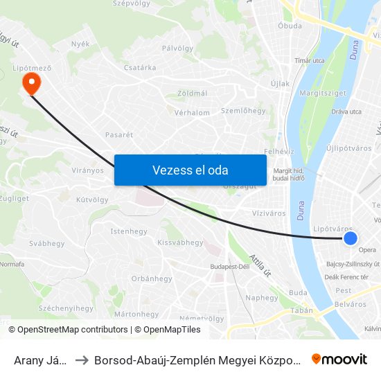 Arany János Utca M to Borsod-Abaúj-Zemplén Megyei Központi Kórház és Egyetemi Oktatókórház map