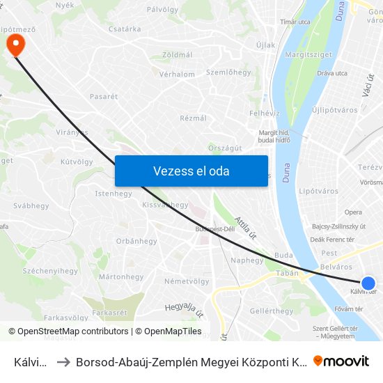 Kálvin Tér M to Borsod-Abaúj-Zemplén Megyei Központi Kórház és Egyetemi Oktatókórház map