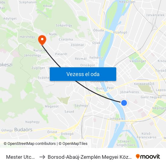 Mester Utca / Ferenc Körút to Borsod-Abaúj-Zemplén Megyei Központi Kórház és Egyetemi Oktatókórház map