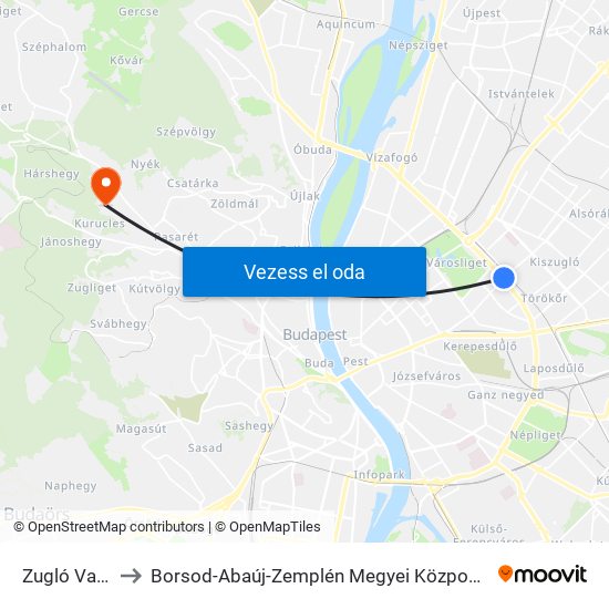 Zugló Vasútállomás to Borsod-Abaúj-Zemplén Megyei Központi Kórház és Egyetemi Oktatókórház map