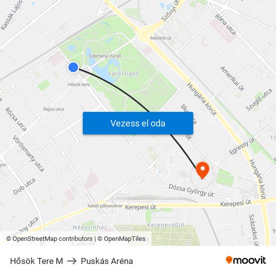 Hősök Tere M to Puskás Aréna map