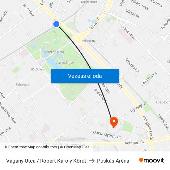 Vágány Utca / Róbert Károly Körút to Puskás Aréna map